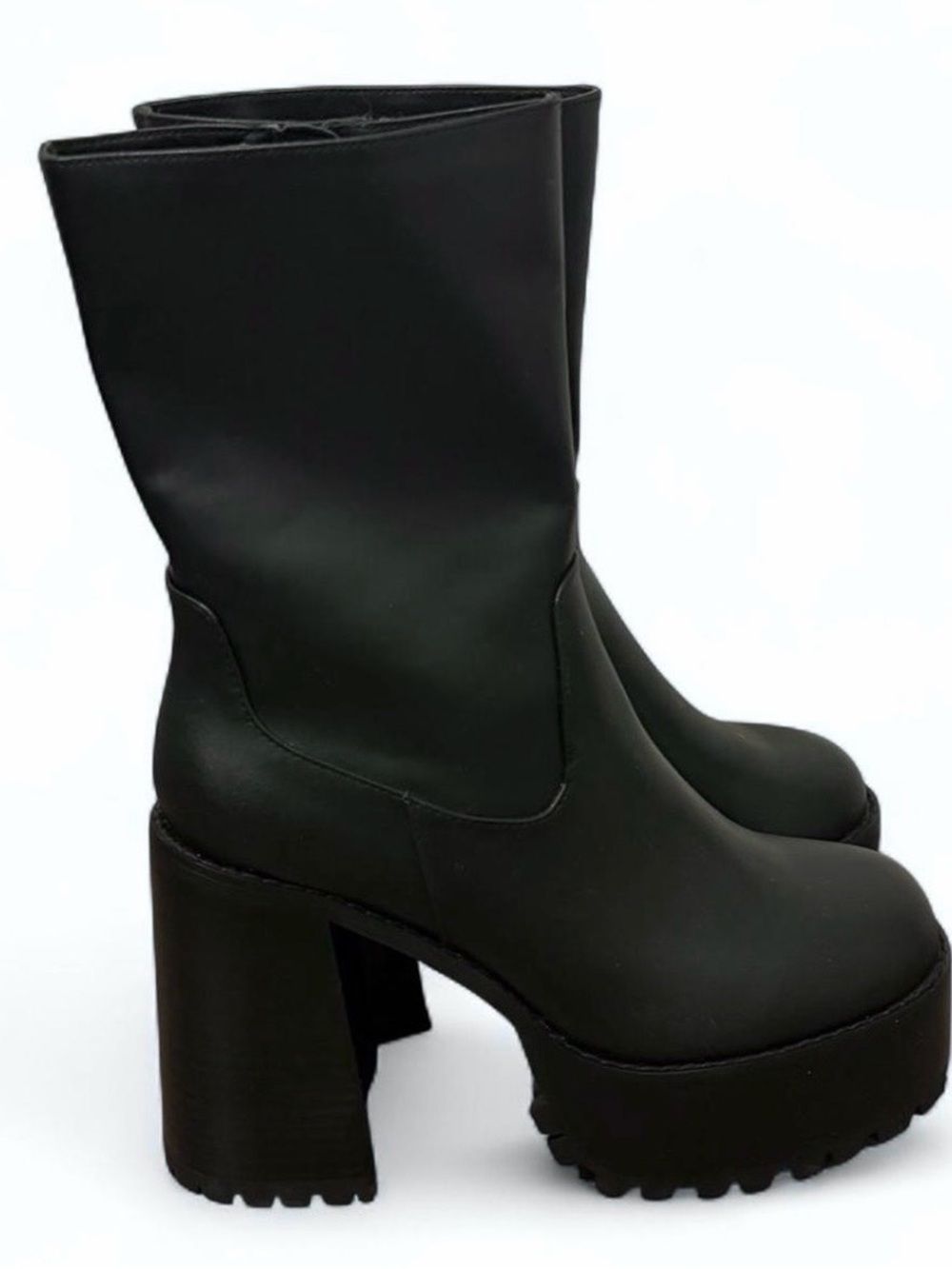 Princess polly platform mid calf chunky heel Garbo Boots Black